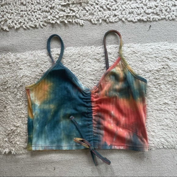 NEW  SHEIN TIE DYE DRAWSTRING CROP TANK TOP - S - Picture 2 of 9
